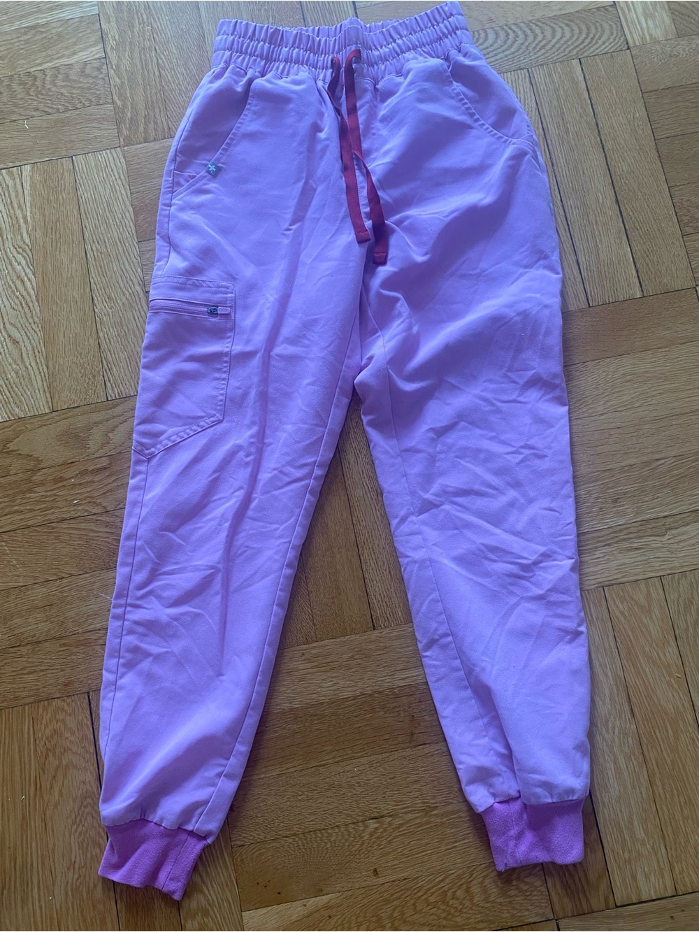 Figs Kids Lavender Joggers with Red Drawstring